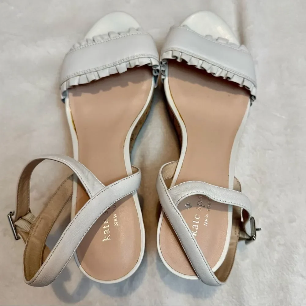 NWOT Kate Spade Tomas White Leather Wedge Platform Sandals